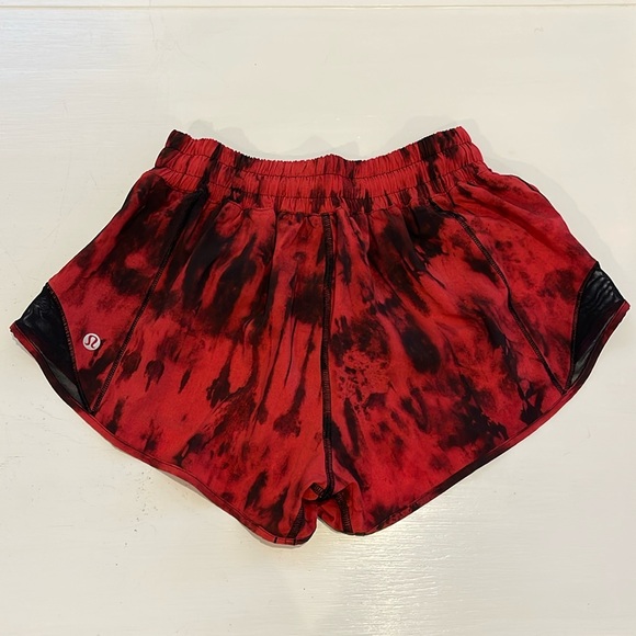Pants - LULULEMON Red and Black Running Shorts size 4 NEW